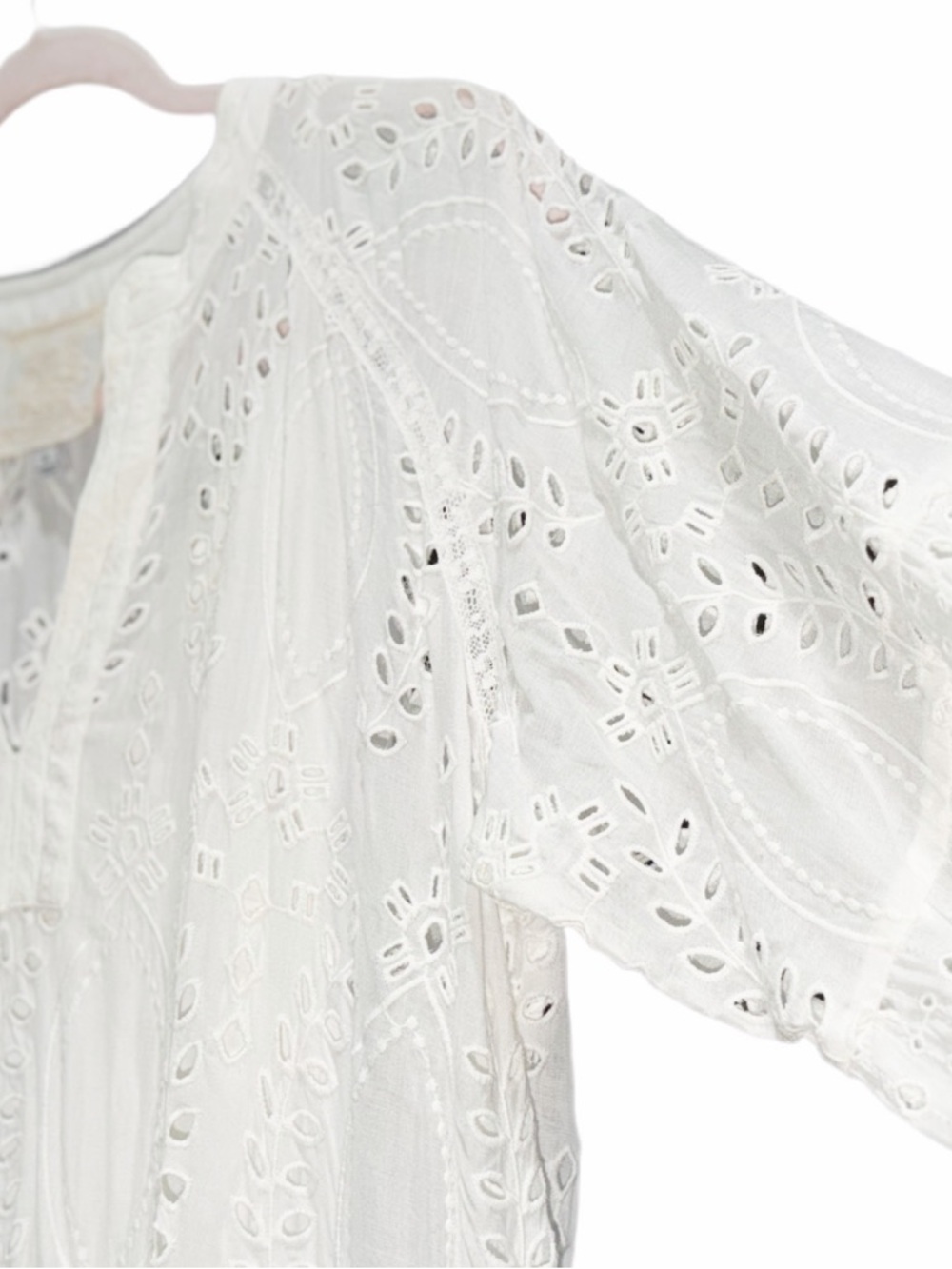 Johnny Was "Jade" White Sleeve Rayon Maxi Dress w white fitted slip-flawless xl - Picture 5 of 15